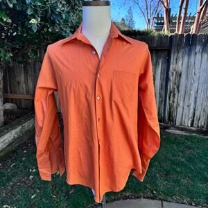 Vintage Hampshire House by Van Heusen 1970's Orange Long Sleeve Men's 16 - 33 L